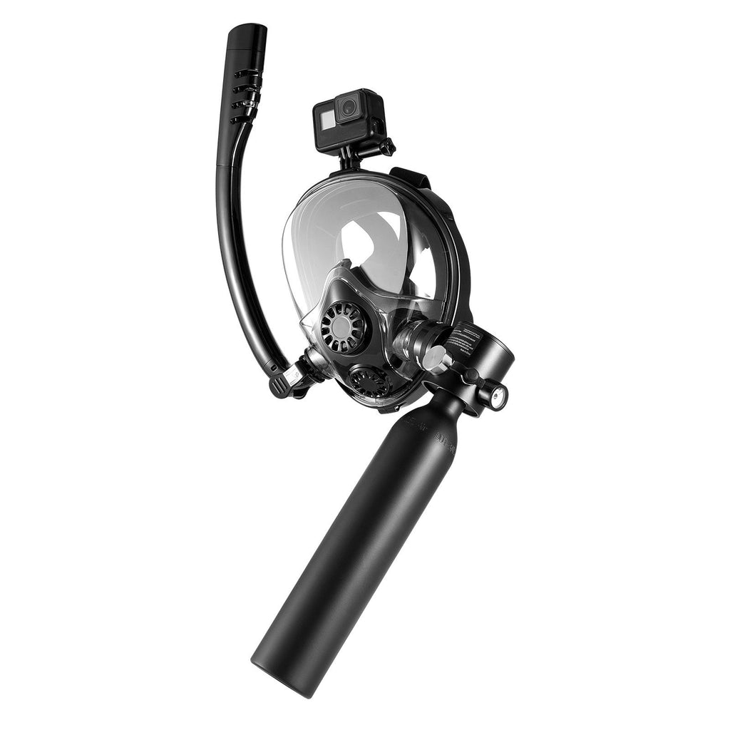 Scuba Tank, 0.5L Portable Diving Tank, Diving Oxygen Cylinder Support 5-10 Minutes Underwater Breathing, 32.81 ft Diving Depth, Refillable Snorkel Air Tank with Pump for Underwater Exploration