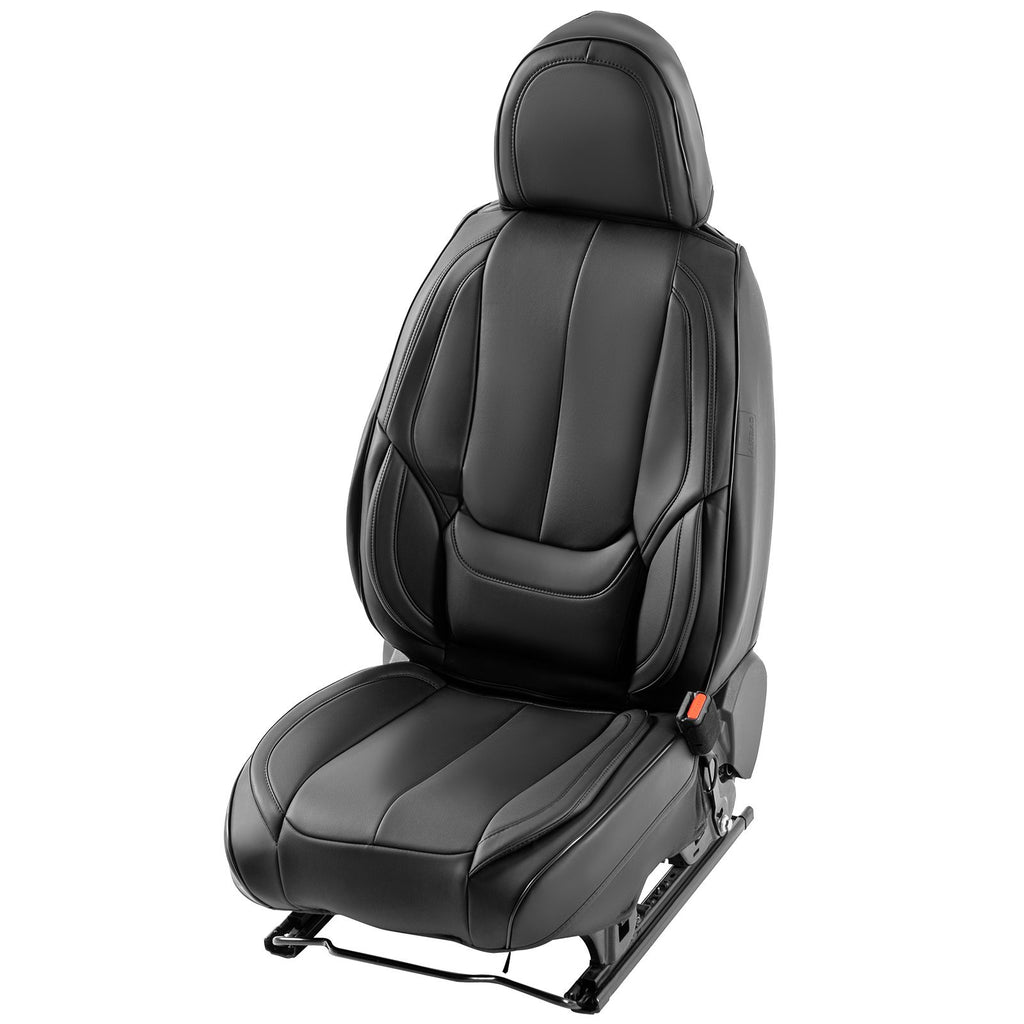 Seat Covers, Universal Car Seat Covers Front Seats, 6pcs Faux Leather Seat Cover, Full Enclosed Design, Detachable Headrest and Airbag Compatible, for Most Cars SUVs and Trucks Black