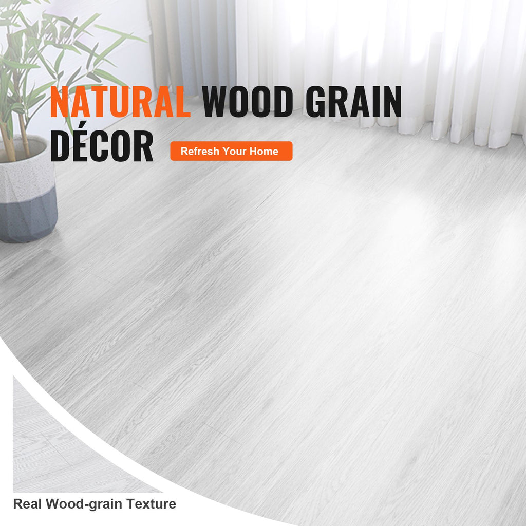 Self Adhesive Vinyl Floor Tiles 390 x 23.6 inch, 1.5mm Thick Peel & Stick, Light Gray Wood Grain DIY Flooring for Kitchen, Dining Room, Bedrooms & Bathrooms, Easy for Home Decor image 2