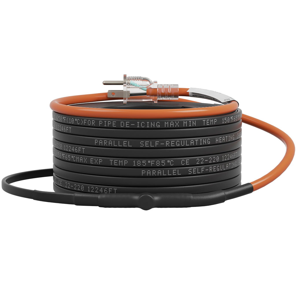 Self-Regulating Pipe Heating Cable, 120-feet 5W/ft Heat Tape for Pipes Freeze Protection, Protects PVC Hose, Metal and Plastic Pipe from Freezing, 120V