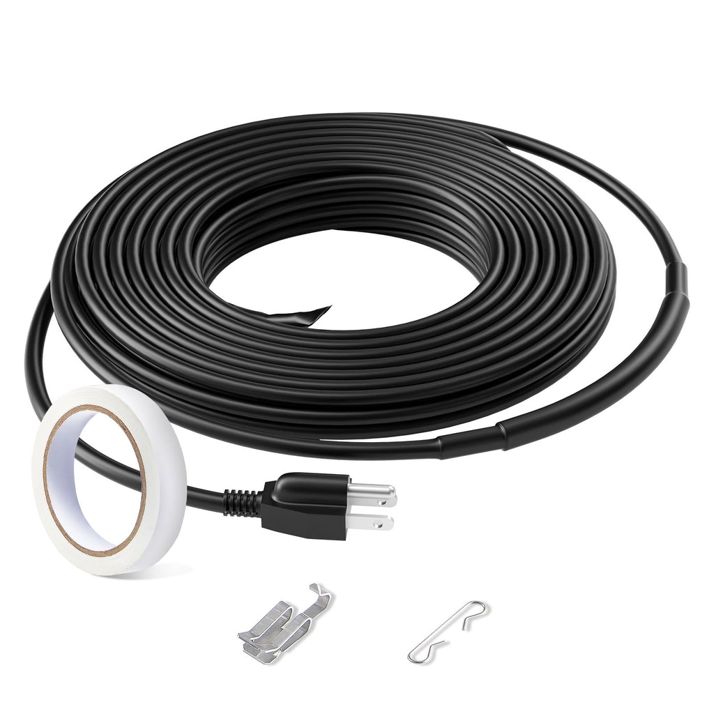 Self-Regulating Pipe Heating Cable, 12FT 5W/FT Heat Tape for Pipes, Roof Snow Melting De-icing, Gutter and Pipe Freeze Protection