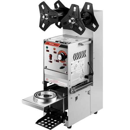 Semi-automatic Cup Sealing Machine, 300-500 Cup/h Tea Cup Sealer Machine, Silver Boba Cup Sealer Machine, 90/95mm Cup Diameter Boba Cup Sealing Machine with Control Panel for Bubble Milk Tea