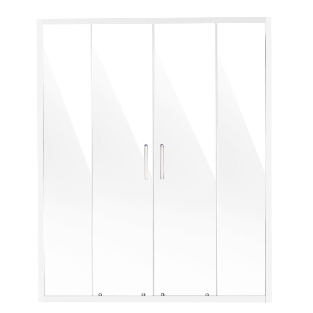 Semi-frameless Shower Door, 57.8-59 W x 70 H in, Double Sliding Glass Door with 1/4 in(6mm) Clear Tempered Glass, Waterproof Shatterproof NANO Stainproof with Stainless Steel Hardware, Chrome