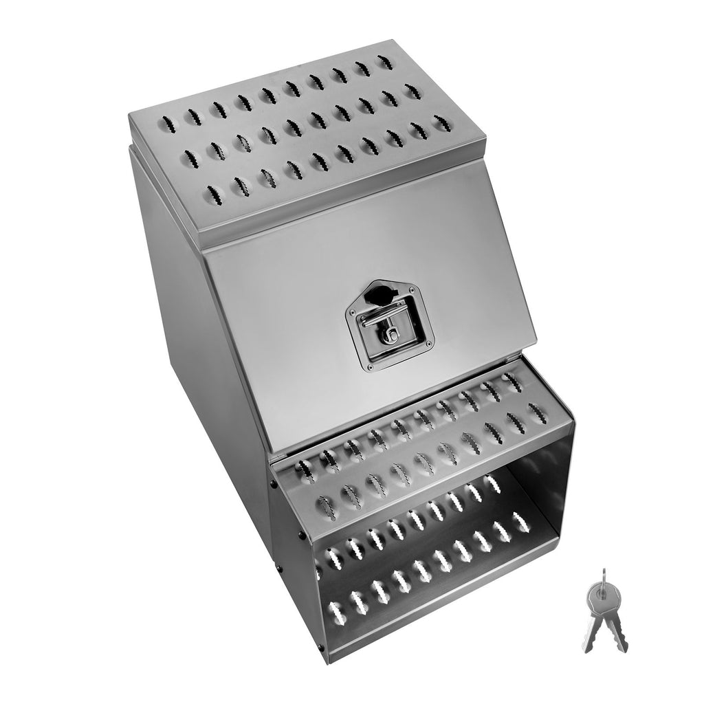 Semi-Truck Step Tool Box, 18" x 27.5" x 25.4" Heavy Duty Aluminum Toolbox Side Mount, Waterproof Side Storage Saddle Step Box with T-Handle Lock & Keys for Semi Trucks, Flatbed Trailers
