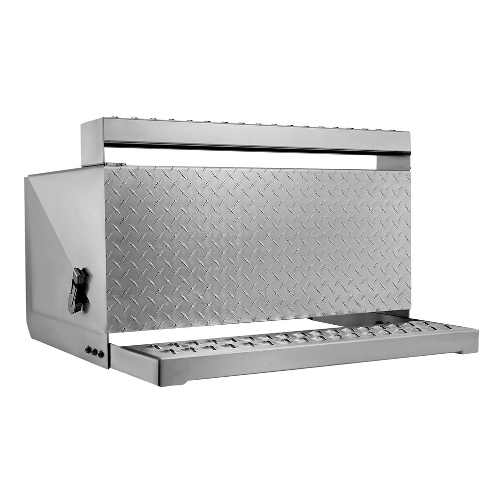 Semi-Truck Step Tool Box, 31" x 30" x 19" Heavy Duty Aluminum Diamond Plate Toolbox, Waterproof Cab Entry Step Storage Box with Shock-Absorbing Latch for Flatbed, Crane, and Semi Trucks