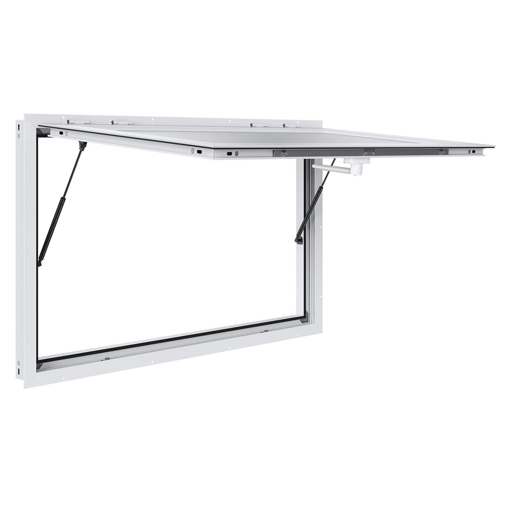 Serving Hatch 60"x36", Aluminum Food Service Window with Awning & Hook, Opens to 85 Degrees, Ideal for Food Trucks & Concession Trailers, Glass Excluded