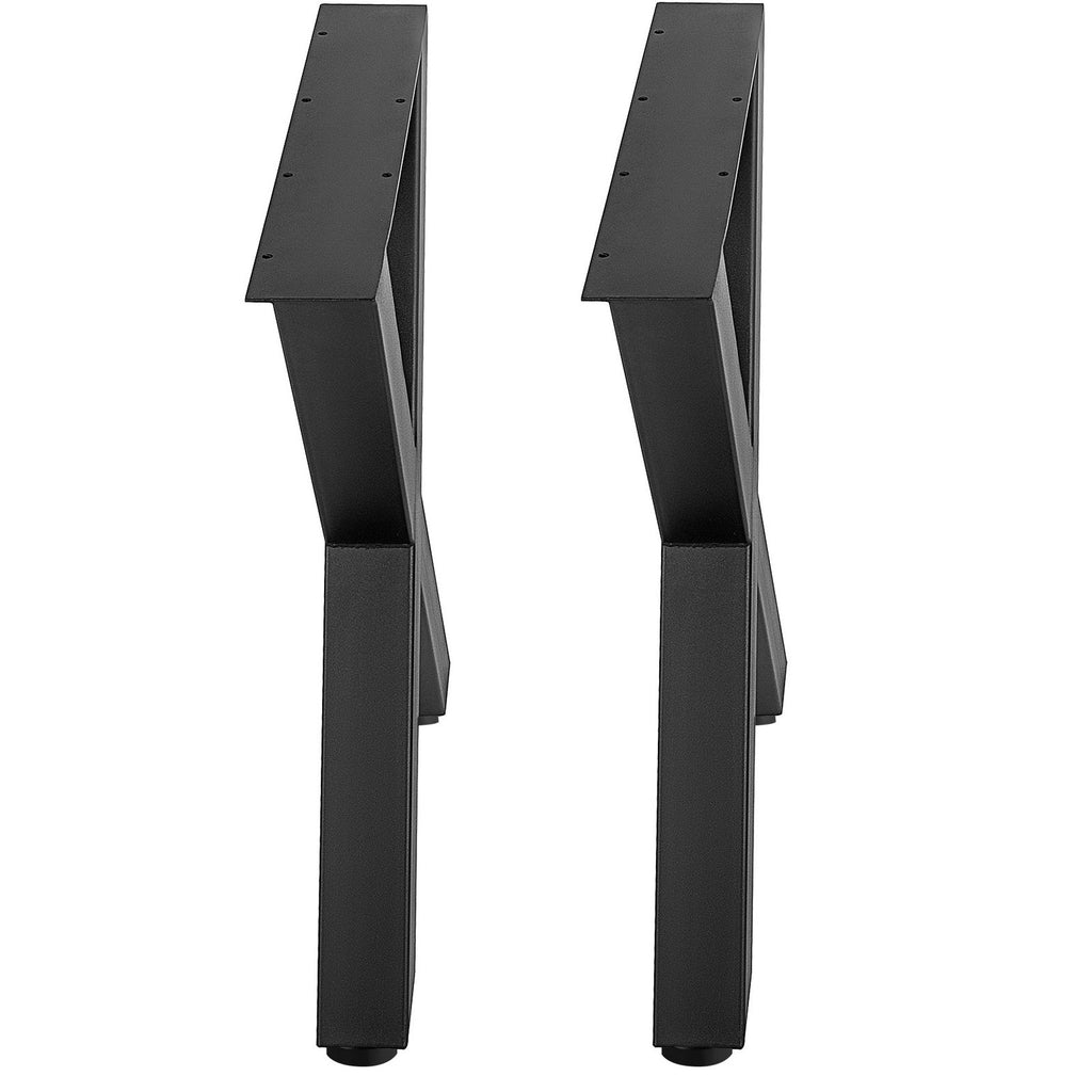 Set of 2 Steel Table Legs, 16\'\'Height 15\'\'Wide Dining Table Legs, Heavy Duty 3.1\" Square Box Section X Frame Table Legs, 16x15x3.1 Inch Black Color Industrial Country Style Metal Dining Leg