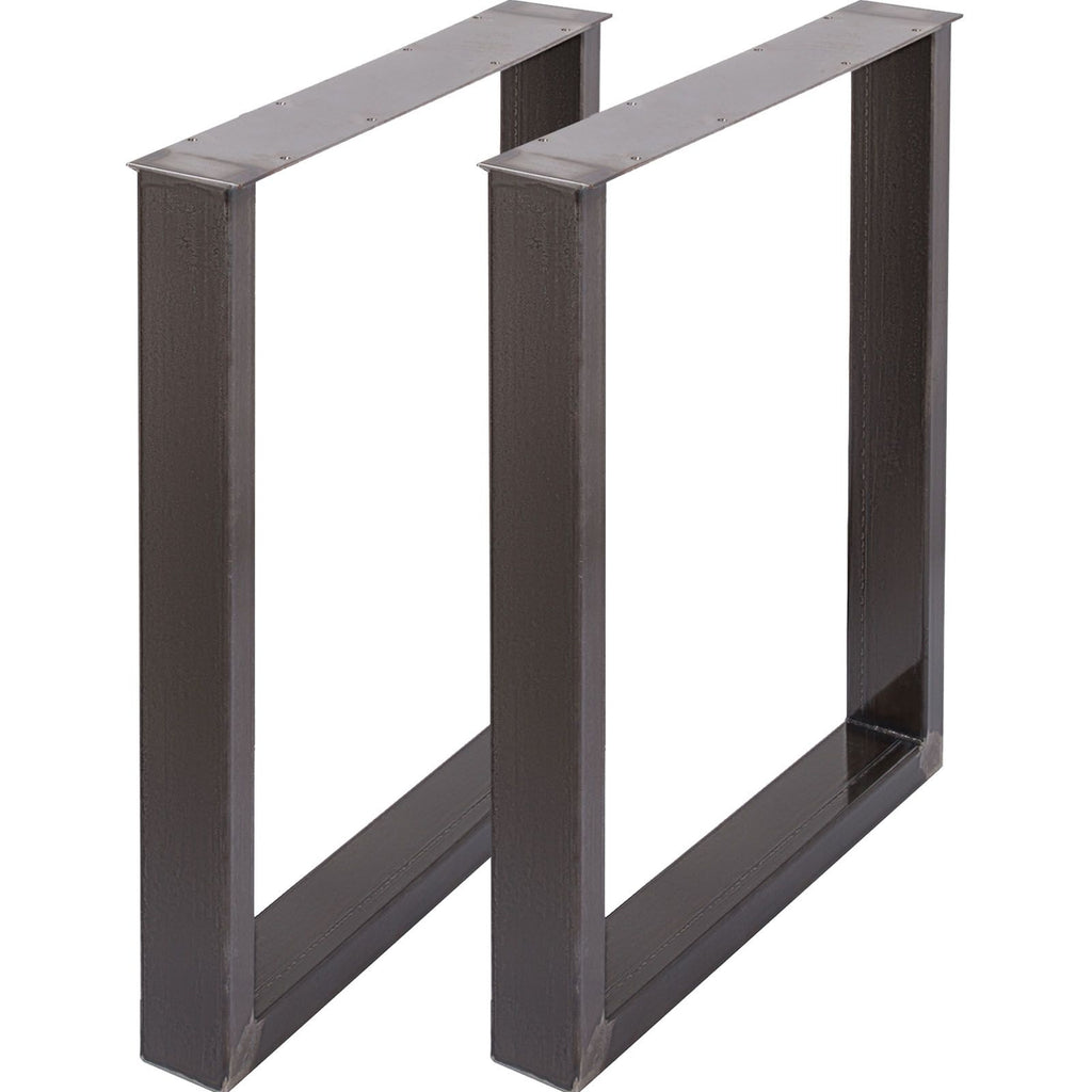 Set of 2 Steel Table Legs, 28''Height 23''Wide Dining Table Legs, Heavy Duty 3.1" Square Box Section Square Table Legs, 28x23x3.1 Inch Black Industrial Country Style Metal Dining L
