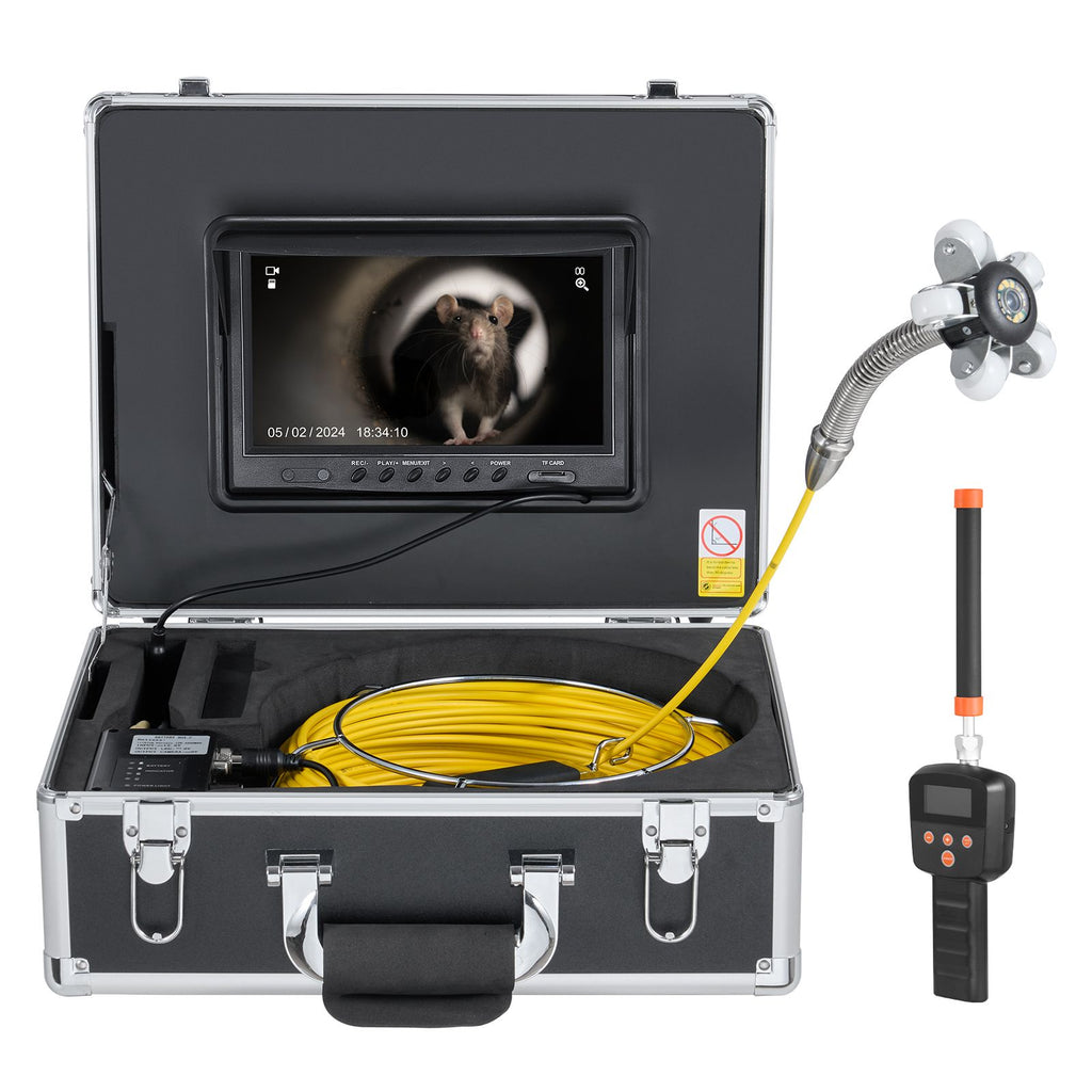 Sewer Camera with 512Hz Locator, 165 ft/50 m, 9" Drain Inspection Camera with Self-Leveling, 36X Zoom, Plumbing Camera with Lights-12 LED, 32GB Card, IP68 Waterproof Snake Camera for Duct Pipe