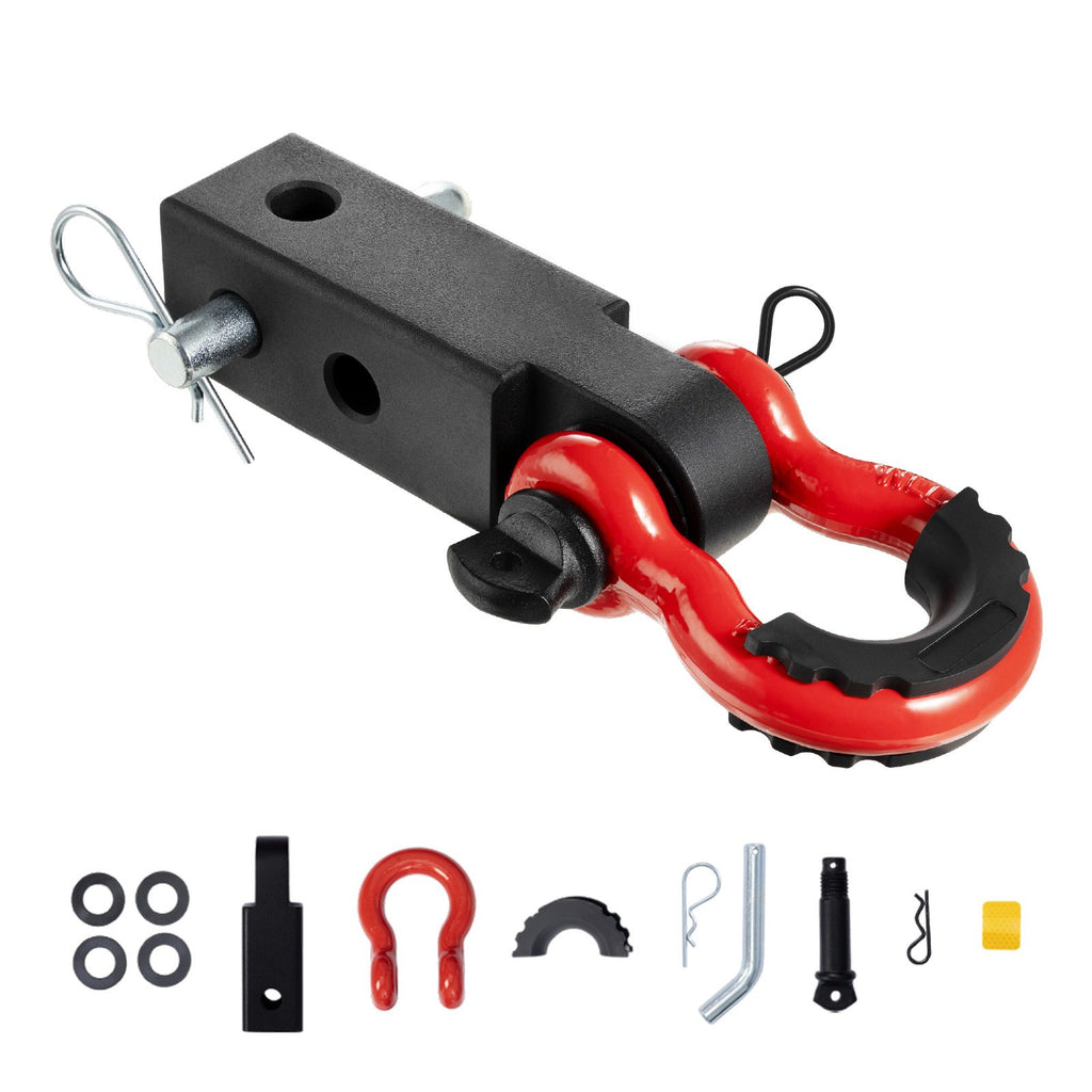 Shackle Hitch Receiver 2", 66000 lbs Breaking Strength, D Ring Shackle with Trailer Hitch Lock Pin, Heavy Duty Towing Accessories for Trucks, Jeeps, Off-Road Vehicle Recovery, Aluminum Alloy