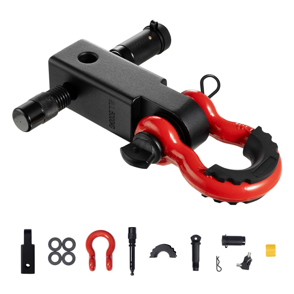 Shackle Hitch Receiver, Fits 2" Receivers, 66000 lbs Breaking Strength, D Ring Shackle with Trailer Hitch Lock Pin, Heavy Duty Towing Accessories for Trucks, Jeeps, Off-Road Vehicle Recovery