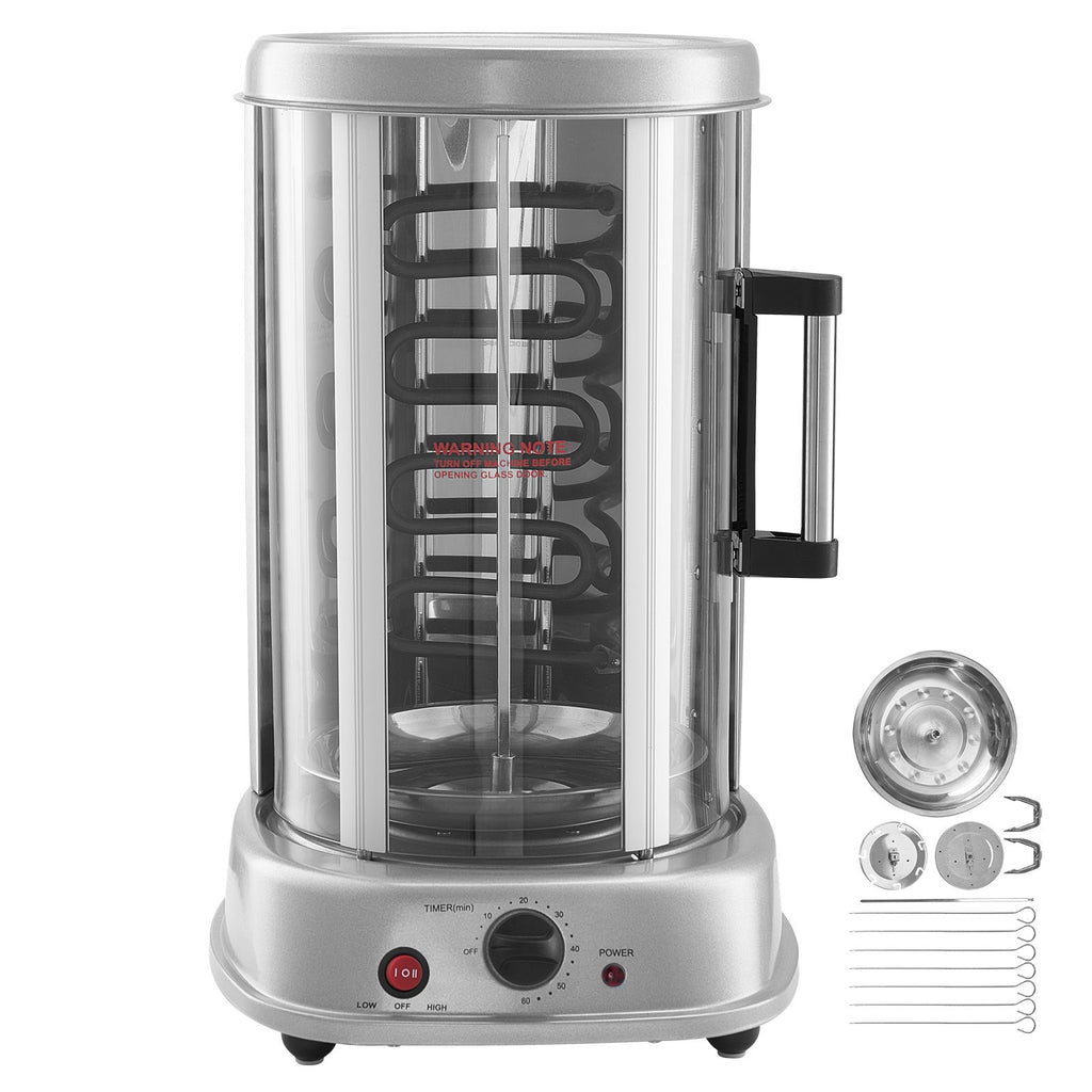 Shawarma Grill Machine, Vertical Chicken Shawarma Cooker Machine Countertop, Electric Stainless Steel Broiler Gyro Rotisserie Oven Doner Kebab Machine, for Home Restaurant Kitchen Parties