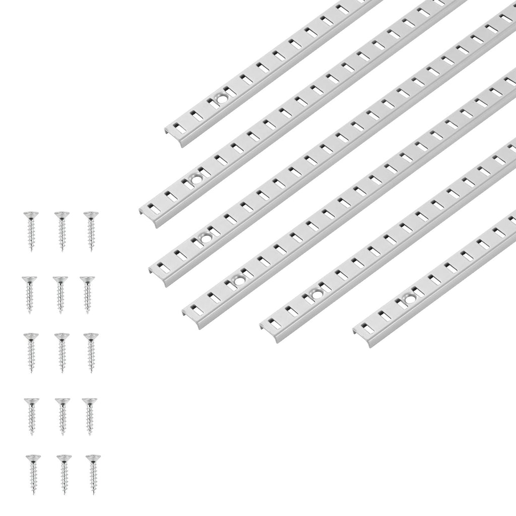 Shelf Pilaster, 72.7-inch 20 Pack, Adjustable Shelf Brackets Steel Mortise Mount Pilaster Strip Standards with 140 Screws, Suitable for Wall Shelving System Cabinet Closet Organization
