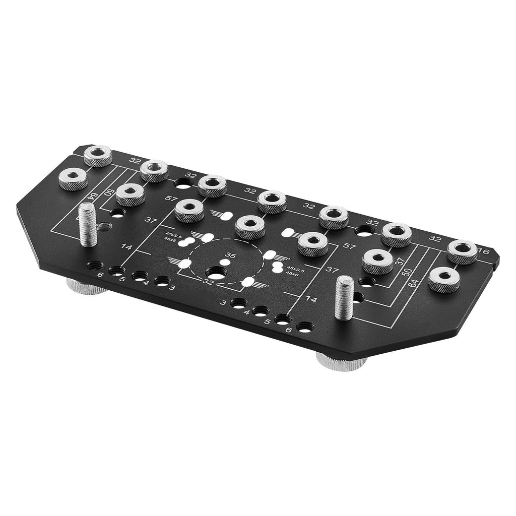 Shelf Pin Jig and Hinge Jig Two-in-One, Aluminum Alloy Cabinet Hardware Hole Drilling Template with 1/4" and 3/16" Drill Bits, for Cabinet Doors Bookshelves Wardrobes Woodworking and DIY