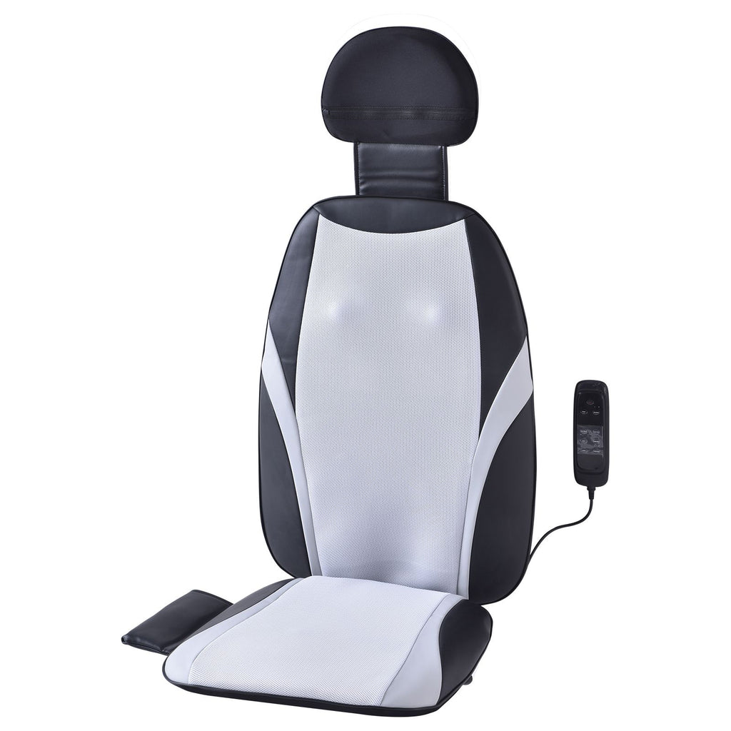 Shiatsu Back Massager with Heat, Massage Seat Cushion with 2-Group Back Shiatsu Rollers and 2 Seat Vibration Motors, Fatigue Relief Seat Massage Chair Pad with 5 Vibration Modes for Home Office