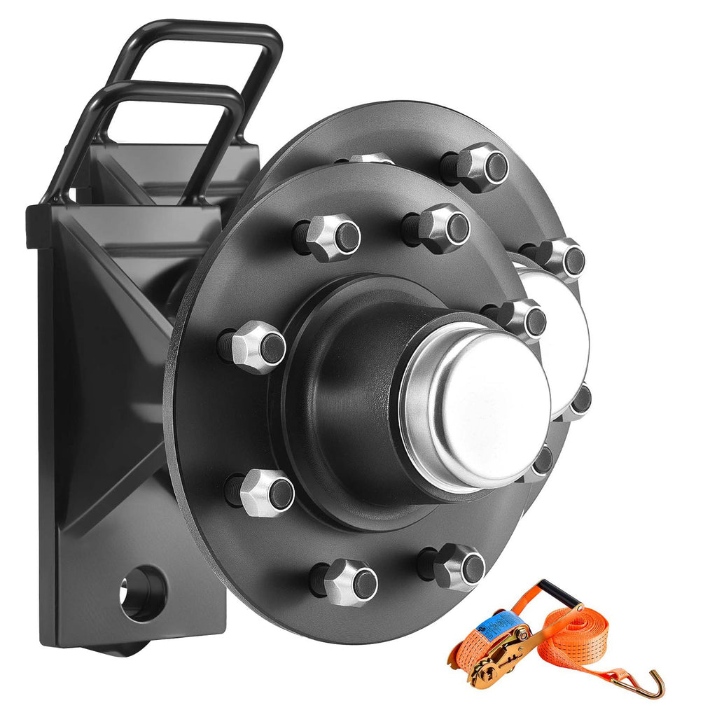 Shipping Container Wheels 8-Lug Wheels Kit, Heavy Duty Shipping Container Axle with Ratchet Tie Down-Moves 20 ft - 40 ft, Secure Transport for Dock, Warehouse, Construction Site, Black