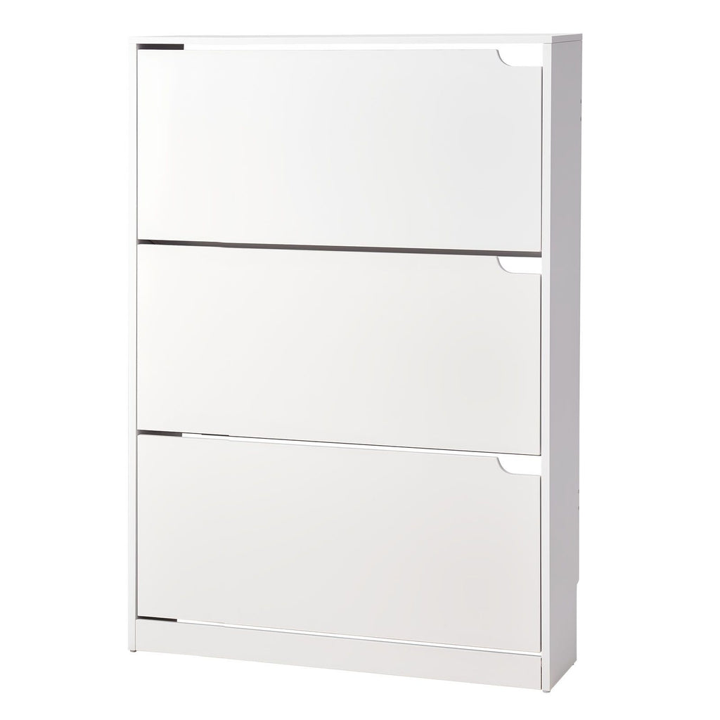 Shoe Cabinet with 3 Flip Drawers, Modern Shoes Storage Cabinet with Anti-Tipping Device, Freestanding Shoe Rack Organizer, Ideal for Entryway, Hallway, Bedroom, Living Room, Closet, White