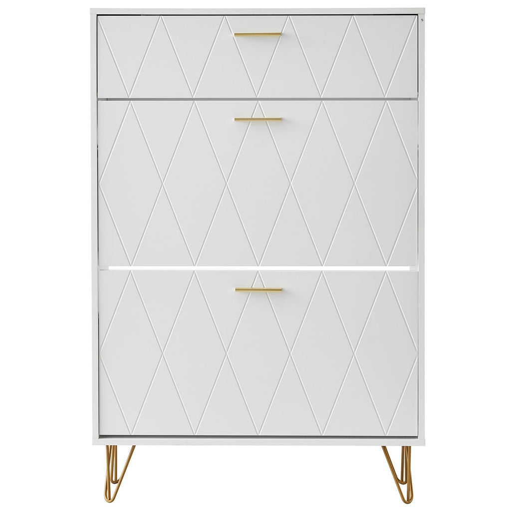 Shoe Cabinet with 3 Flip Drawers, Shoe Storage Cabinet for Entryway, Free Standing Shoe Storage Organizer for Heels, Boots, Slippers in Hallway, Living Room