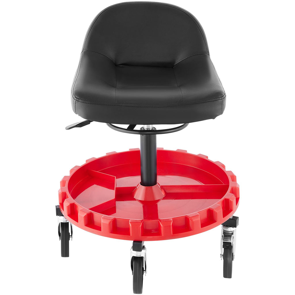 Shop Stool, 300 LBS Rolling Garage Stool, 22' to 26' Adjustable Height Mobile Rolling Gear Seat, Round Tray Garage Pneumatic Stool, All-Terrain 5\" Casters with Two Brakes Mechanic Seat