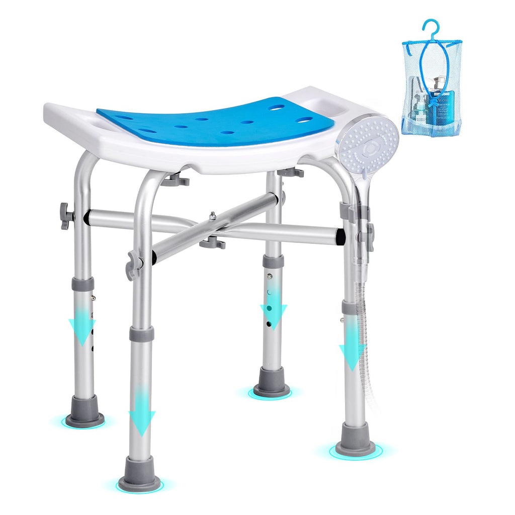 Shower Chair for Inside Shower, Adjustable Height Shower Stool with Crossbar Support, Shower Seat for Shower Tub, Non-Slip Bench Bathtub Stool Seat for Elderly Disabled Adults Handicap, 500 lbs