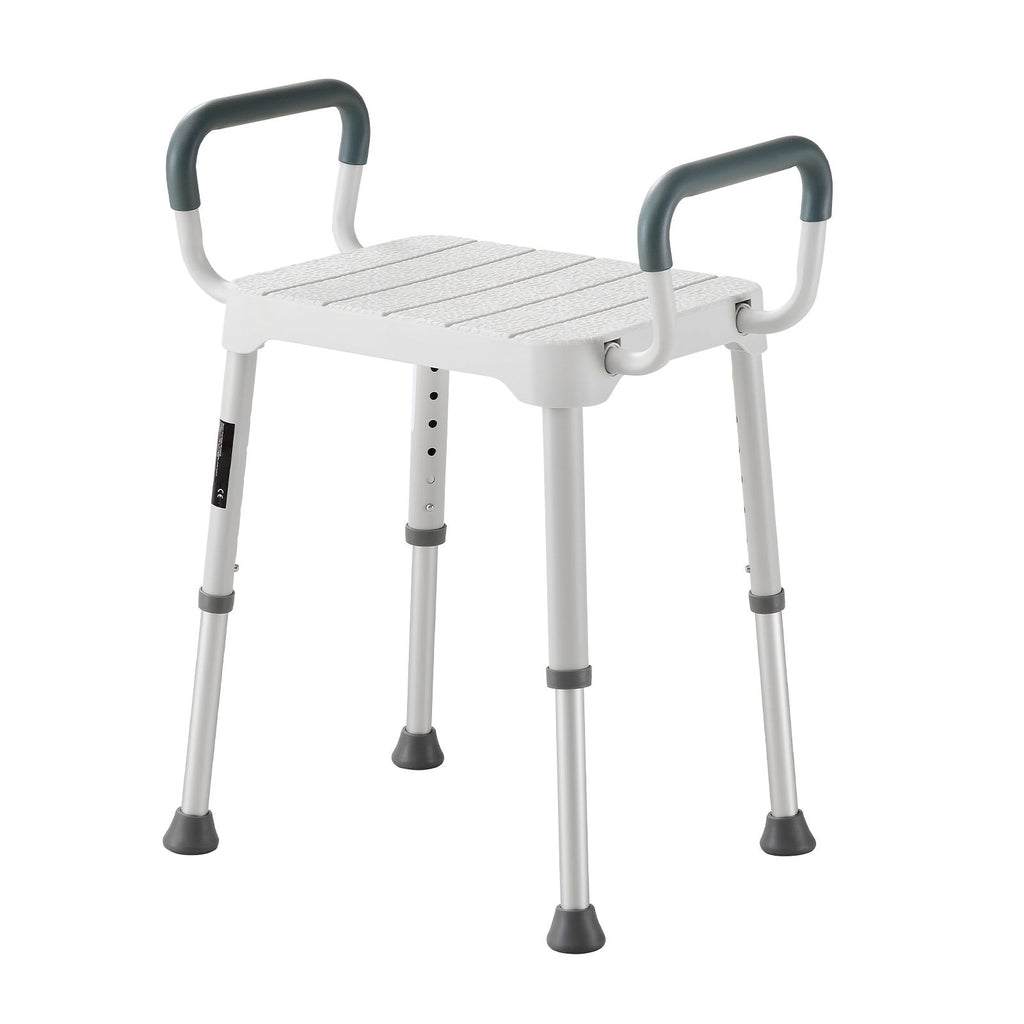 Shower Chair with Armrest, 6-Level Height Adjustable Bath Seat for Inside Shower or Tubs, Non-Slip Bathroom Bathtub Chair for Elderly Disabled Injured, 400LBS Capacity