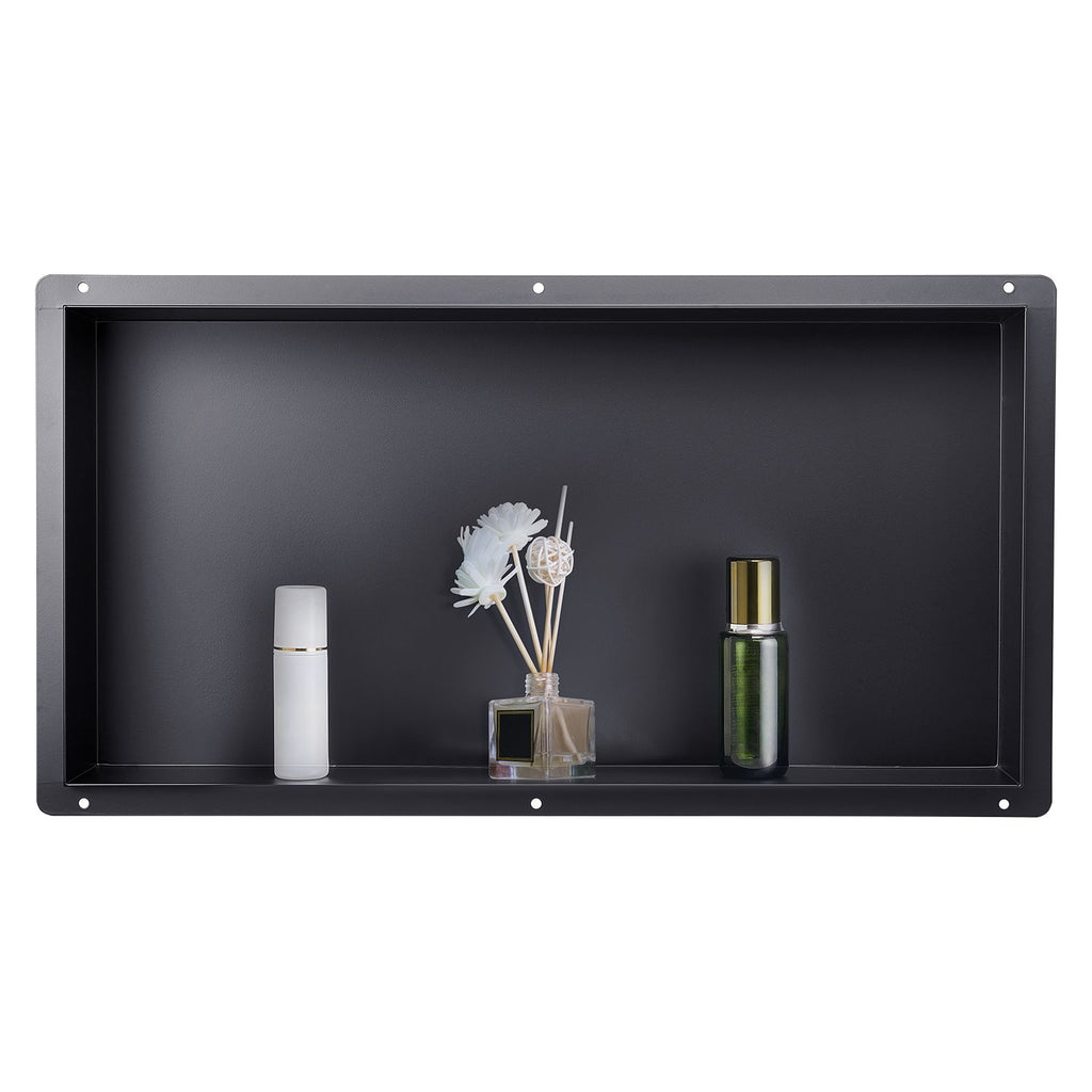 Shower Niche, 13 x 25 x 4 inch Frameless Recessed Wall Niche, Heavy-duty Stainless Steel Modern Shampoo Storage Organizer, Sealed Waterproof, Durable & Easy to Install, Black for Bathroom