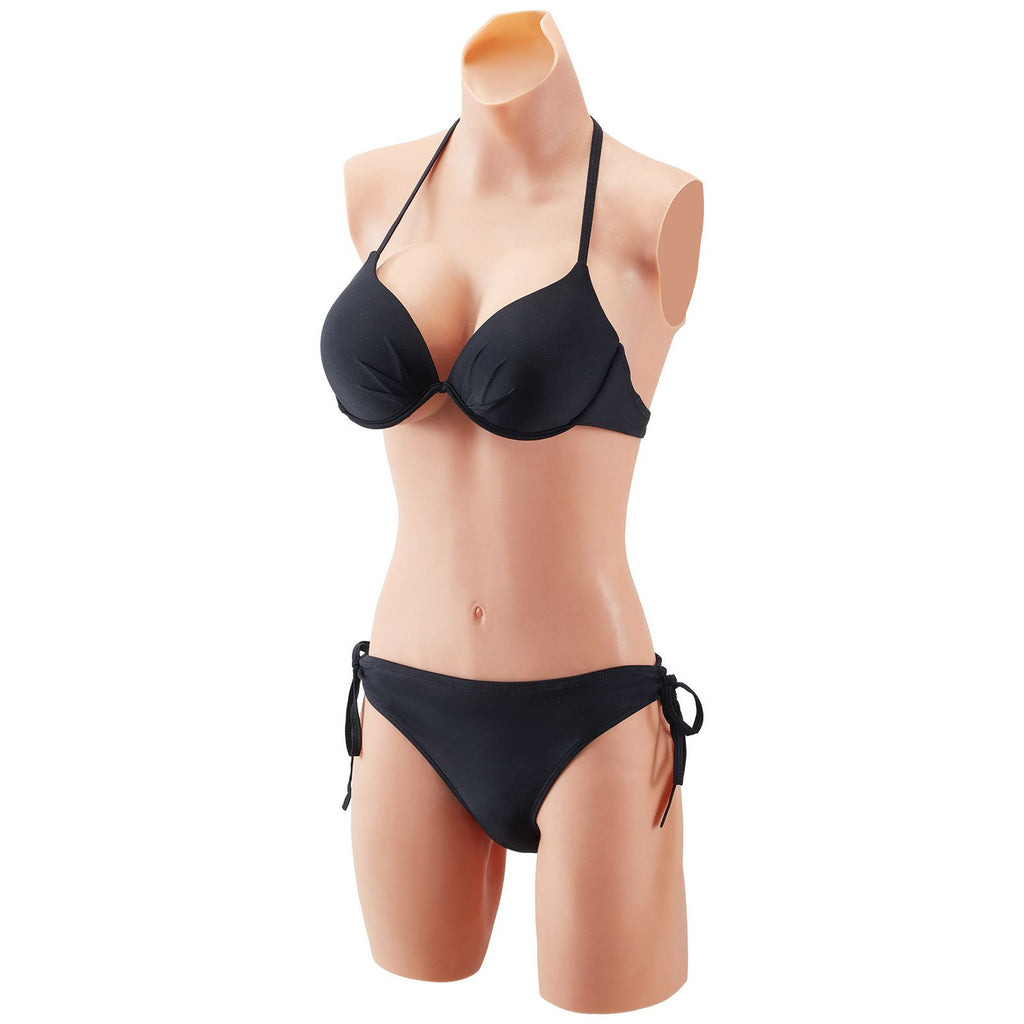 Silicone Bodysuit, D-Cup Silicone Breastplate for Crossdressers, Realistic Silk Cotton-Filled Fake Boobs Breast Forms for Transgender Cosplay Drag Queen, Nude