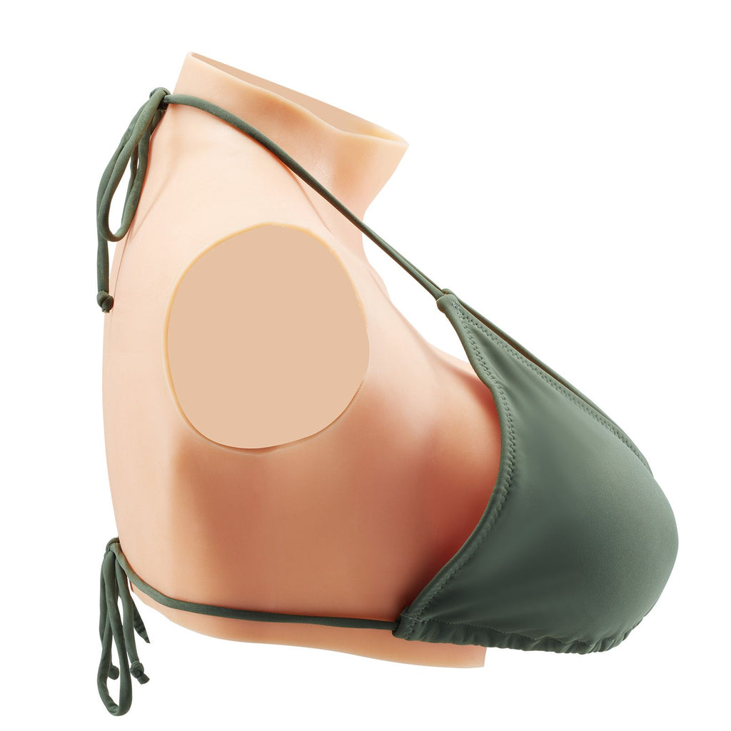 Silicone Breastplate, E-Cup High Neckline Fake Breasts for Crossdressers, Realistic Silicone-Filled Fake Boobs Breast Forms for Transgender Cosplay Drag Queen, Ivory