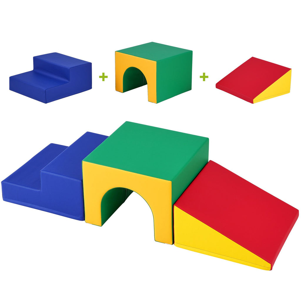 Single Tunnel Climber, Toddler Playset, Foam Climbing Blocks for Toddlers, Kids Tunnel Maze with Stairs and Ramp, Indoor for Toddlers and Preschoolers Easy to Clean, 3 pcs (Assorted)