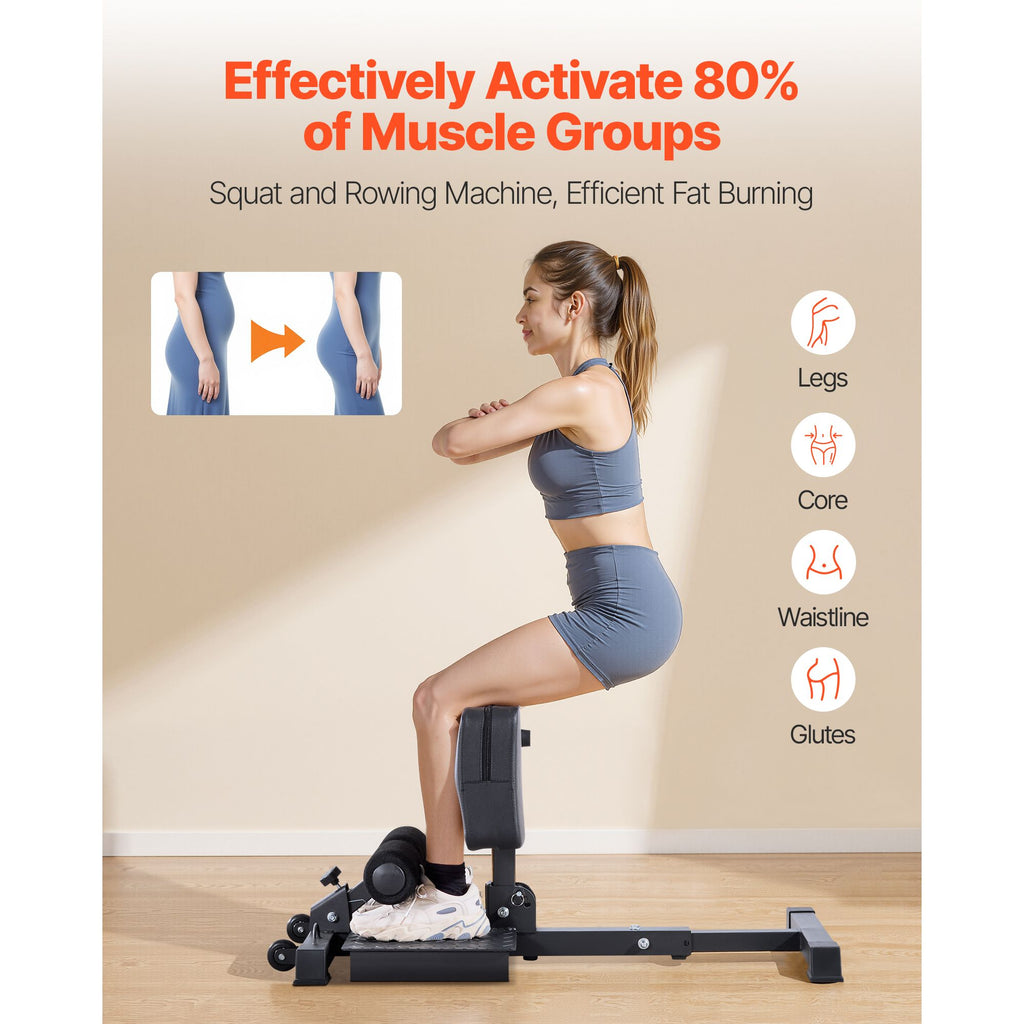 Sissy Squat Machine, Multi-Function Deep Sissy Squat Bench for Leg Muscle Training, Easy Setup & Foldable Core Waistline & Glute Workout Equipment, Leg Exercise Machine for Home Gym, Black