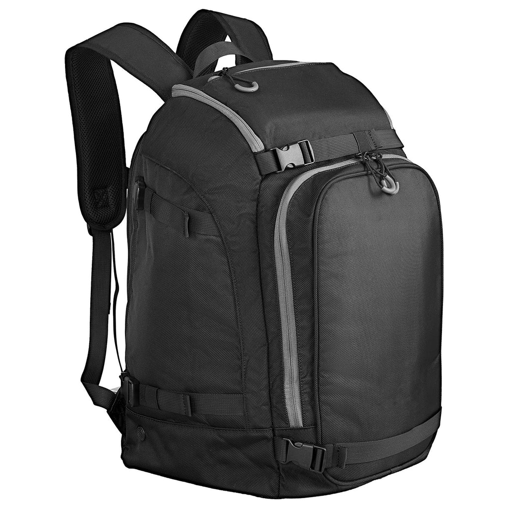 Ski Boot Bag, 55L, Snowboard Boots Travel Backpack for Men Women, with Waterproof Exterior & Bottom, Durable 1680D Oxford, Bag for Skis, Snowboard, Helmet, Goggles, Gloves, Accessories (Black)