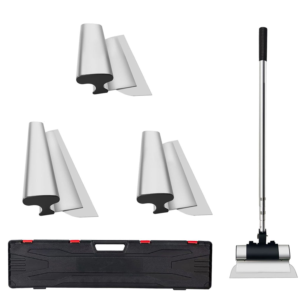 Skimming Blade Set,25+40+60 cm Blades + 35"-78" Extension Handle, European Stainless Steel Construction Knife, Aluminum Blade Profile Smoothing Knockdown Spatula for Gyprock/Drywall/Wall-Boa