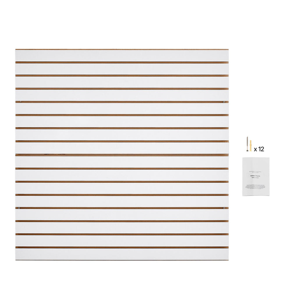 Slat Wall Paneling, 4 x 4 ft, MDF Garage Slatwall with Modular Design, White Slat Wall Easy-to-Install Adjustable Slatwall Panel with Coupling Structure & DIY Cutting, Fits for Storage & Display
