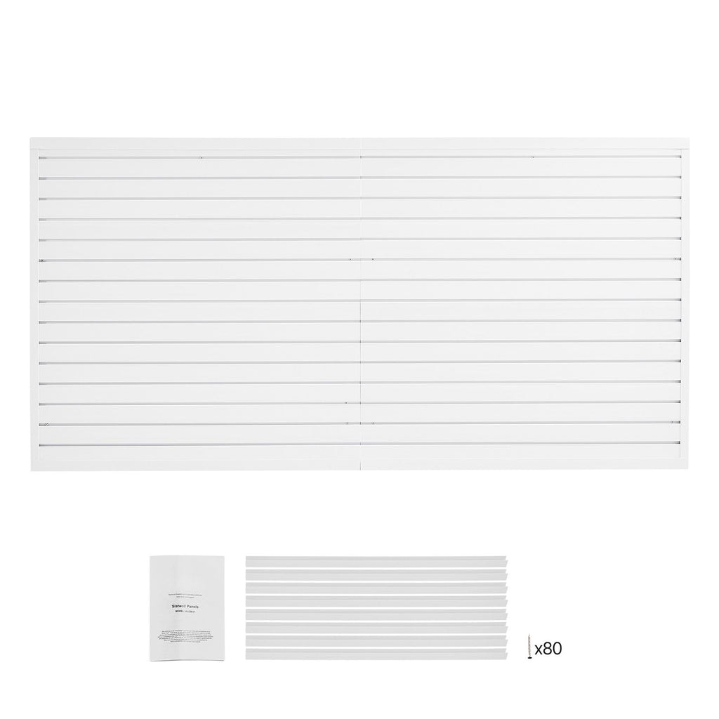 Slat Wall Paneling, 8 x 4 ft, PVC Garage Slatwall with Accessories, White Slat Wall Easy-to-Install Adjustable Slatwall Panel with Coupling Structure & DIY Cutting, Fits for Storage & Display