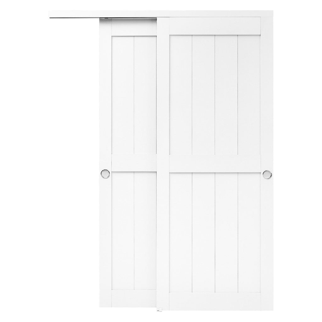 Sliding Closet Doors 2-Panel, 60" (Double 31") x 80", All-Wood Bypass Sliding Door with Hardware Track Kit & Floor Guide, Modern Stylish & Space-Saving for Closets Bedrooms Wardrobes