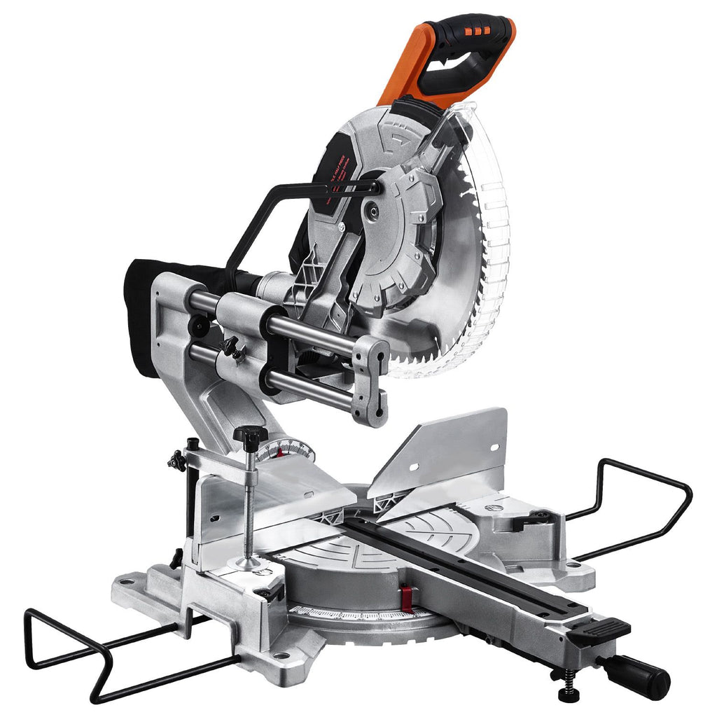 Sliding Compound Miter Saw, 12-Inch Blade, 15 Amp Motor, 60-Tooth, Corded Double Bevel Sliding Miter Saw, LED Precision Alignment, Angle Adjustable, for Wood, Composite Decking, Laminates