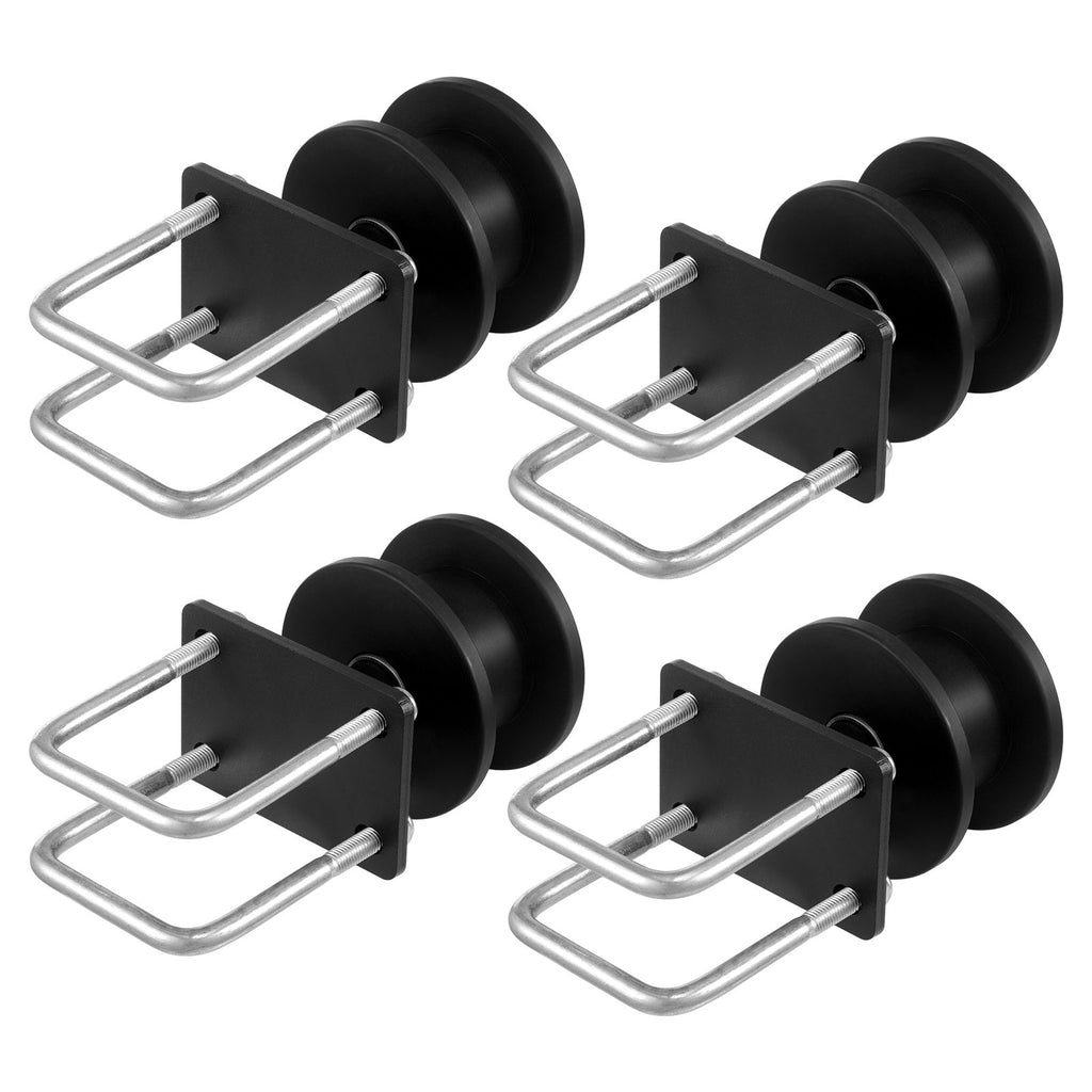 Sliding Gate Kit, Rolling Gate Hardware Kit w/ H-Shaped Wheel Groove for Cantilever Sliding Gates and Rolling Door, Sliding Gate Rollers w/ 4 Track Wheels, Heavy Duty Sliding Roller,Black