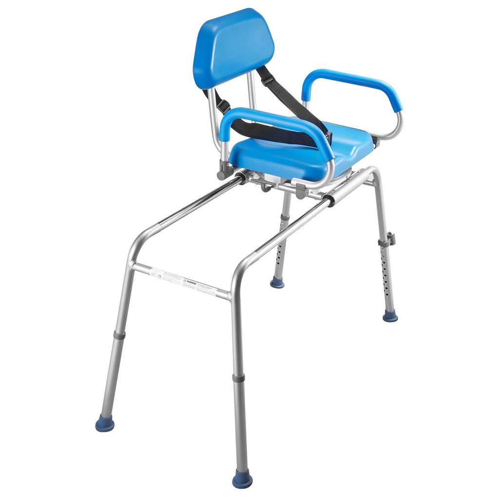 Sliding Shower Chair, 330 lbs Tub Transfer Bench for Bathtub with Swivel Seat, Padded Shower Bench with Pivoting Arms and Backrest, Height Adjustable for Handicap, Seniors, Elderly and Disabled