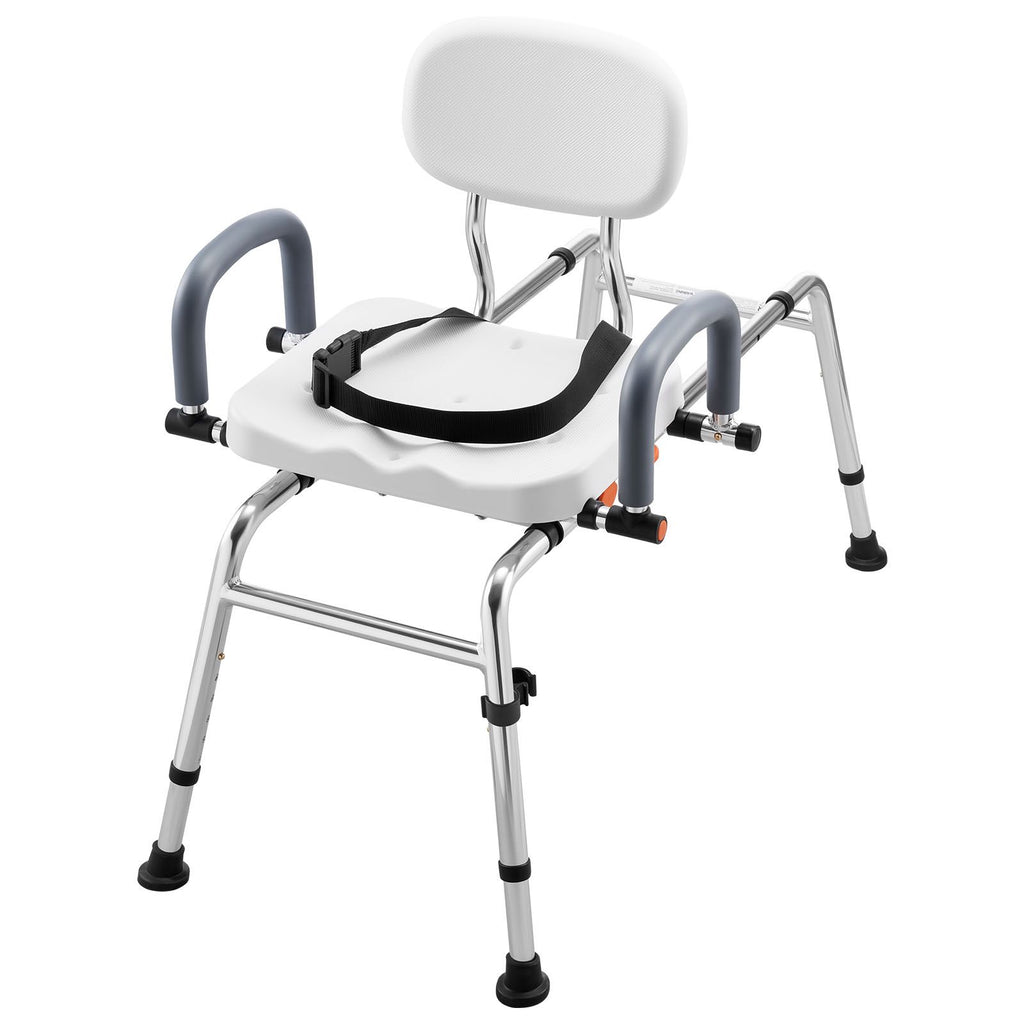 Sliding Shower Chair, 400 lbs Tub Transfer Bench for Bathtub with Swivel Seat, Shower Bench with Pivoting Arms and Backrest, Height & Width Adjustable for Handicap, Seniors, Elderly and Disabled