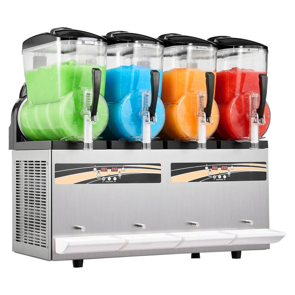 Slushie Machine, 12L/3.17Gal x 4 Tank Commercial Slushy Maker, Frozen Drink Maker with Self-Cleaning, Margarita Machine for Restaurants Bars Party for Slushie, Margaritas, Milkshake & More