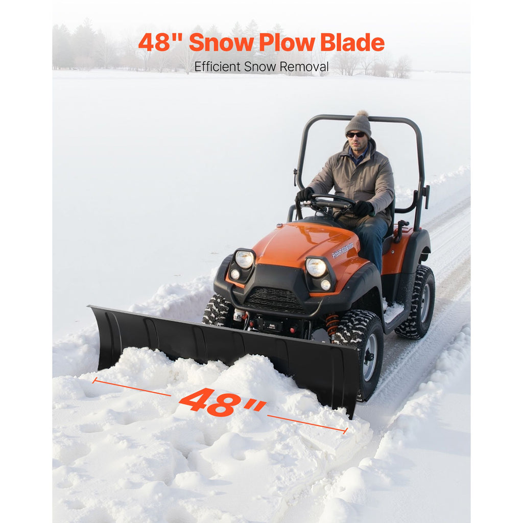 Snow Plow Kit, 48in Universal Snow Plow Attachment, Height & Left-Right Adjustable, Quick To Detach, Steel ATV Scrape Blade, 3 Mount Options, Efficient Snows Clearing, for Most ATVs & UTVs