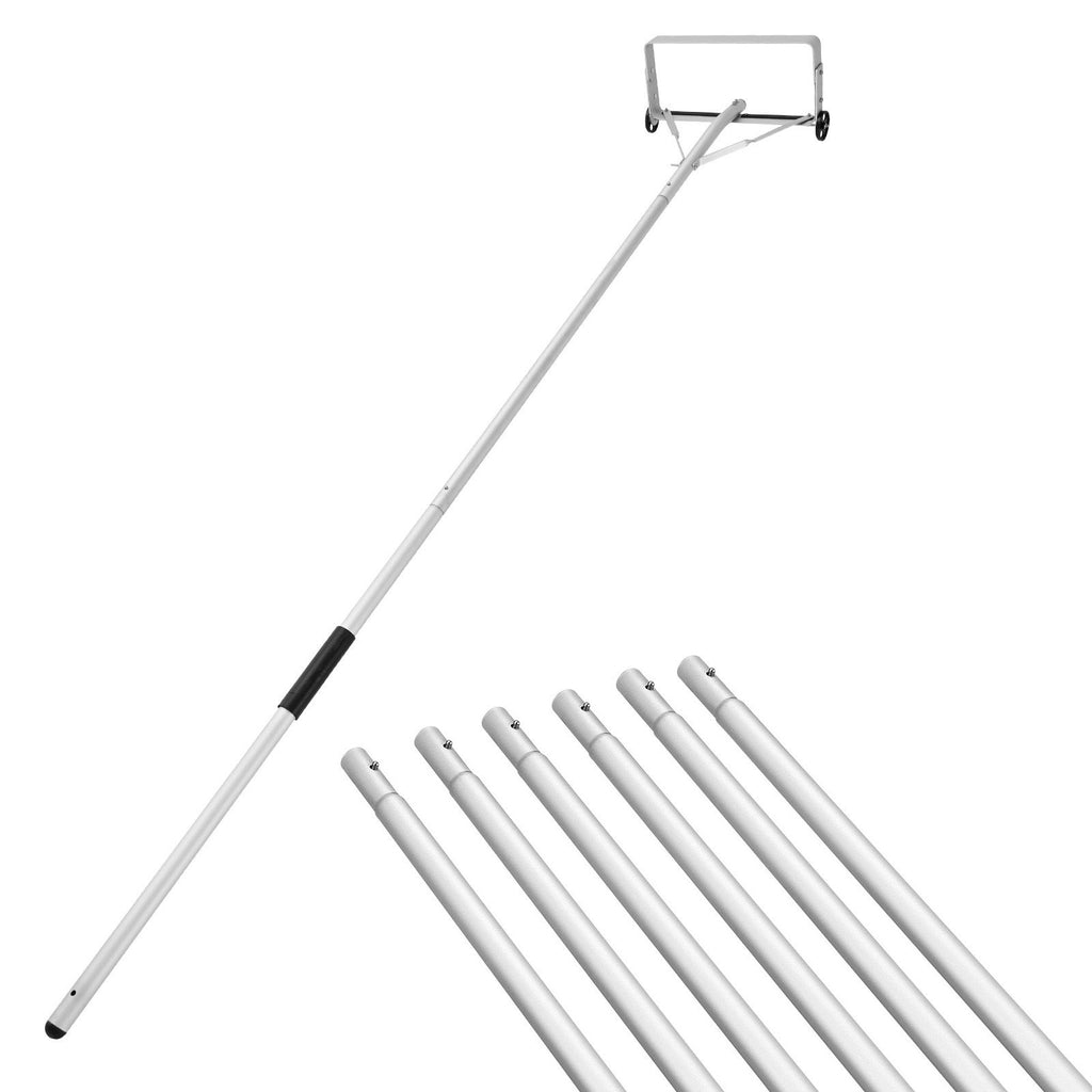 Snow Roof Rake, 18.5 in Aluminum Blade, 5.2-30 ft Adjustable Roof Snow Scraper with Wheels & Slide, , Lightweight Snows Removal Tool for House Rooftop Leaves Debris Clearing