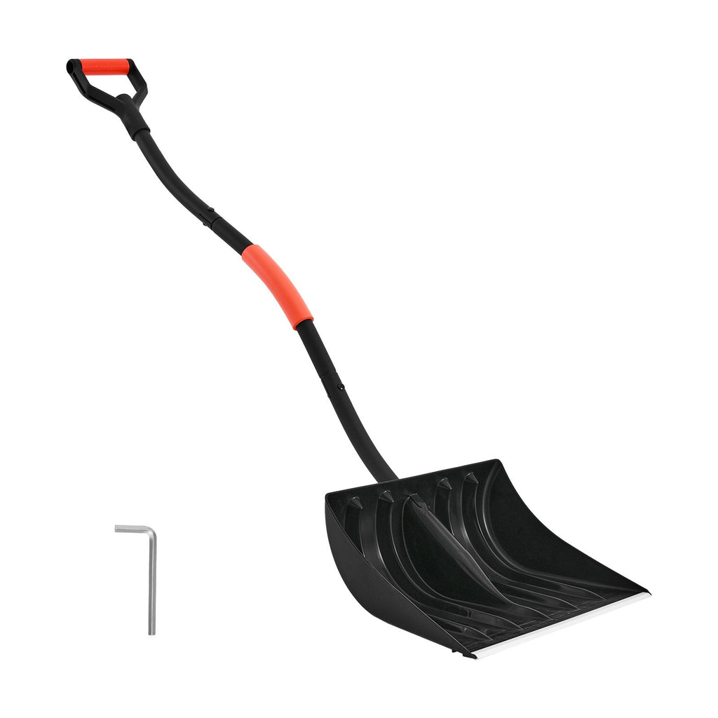 Snow Shovel for Driveway, 17 in Wide Plastic Snow Shovel with D-shaped Handles & Aluminum Blade, Large Capacity Snowplow Shovels, Lightweight Snows Removal Tool for Garden Car Camping
