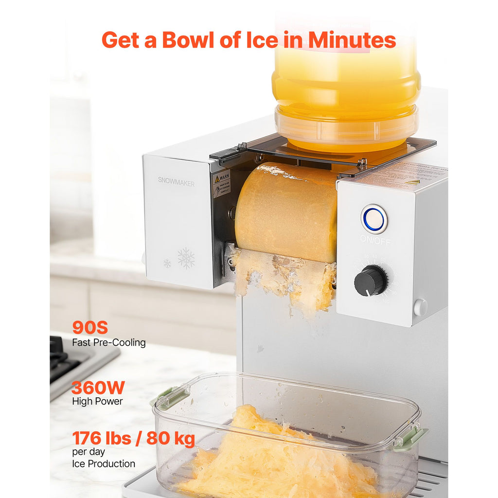 Snowflake Ice Machine, 176LBS/24H Snowflake Ice Maker, Ice-Shaver Machine with Stainless Steel Blade, Electric Snow Cone Maker with 0.48Gal Tank, 90S Fast Pre-Cooling, for Home & Small Gathering image 2