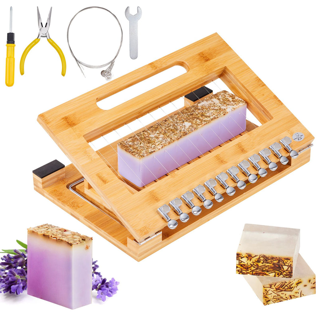 Soap Cutter, Cut 1-12 Bars, Precisely and Accurately Cut 1 Inch Bars, Multi Handmade Soap Wire Cutter, Bamboo Soap Slicer With Steel Wire, for Loaf Candles Cheese Butter DIY Making Tool