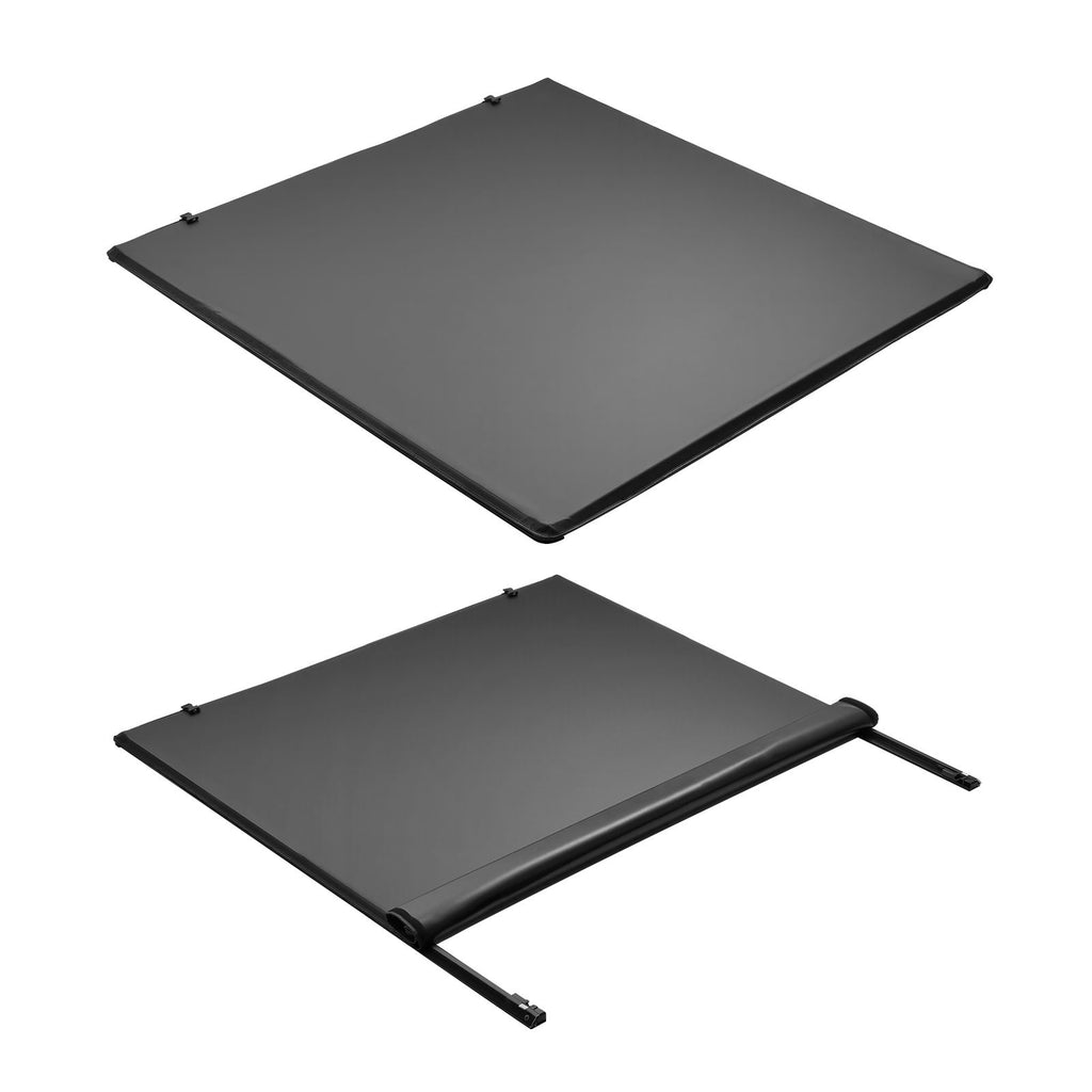 Soft Roll-Up Truck Bed Tonneau Cover, Compatible with 2015-2025 Ford F-150, Fits 5.6 ft (5 ft 7 in/67 in) Bed, Triple-Layer Heavy-Duty PVC Tonneau Cover with Three Aluminum Alloy Support Bars