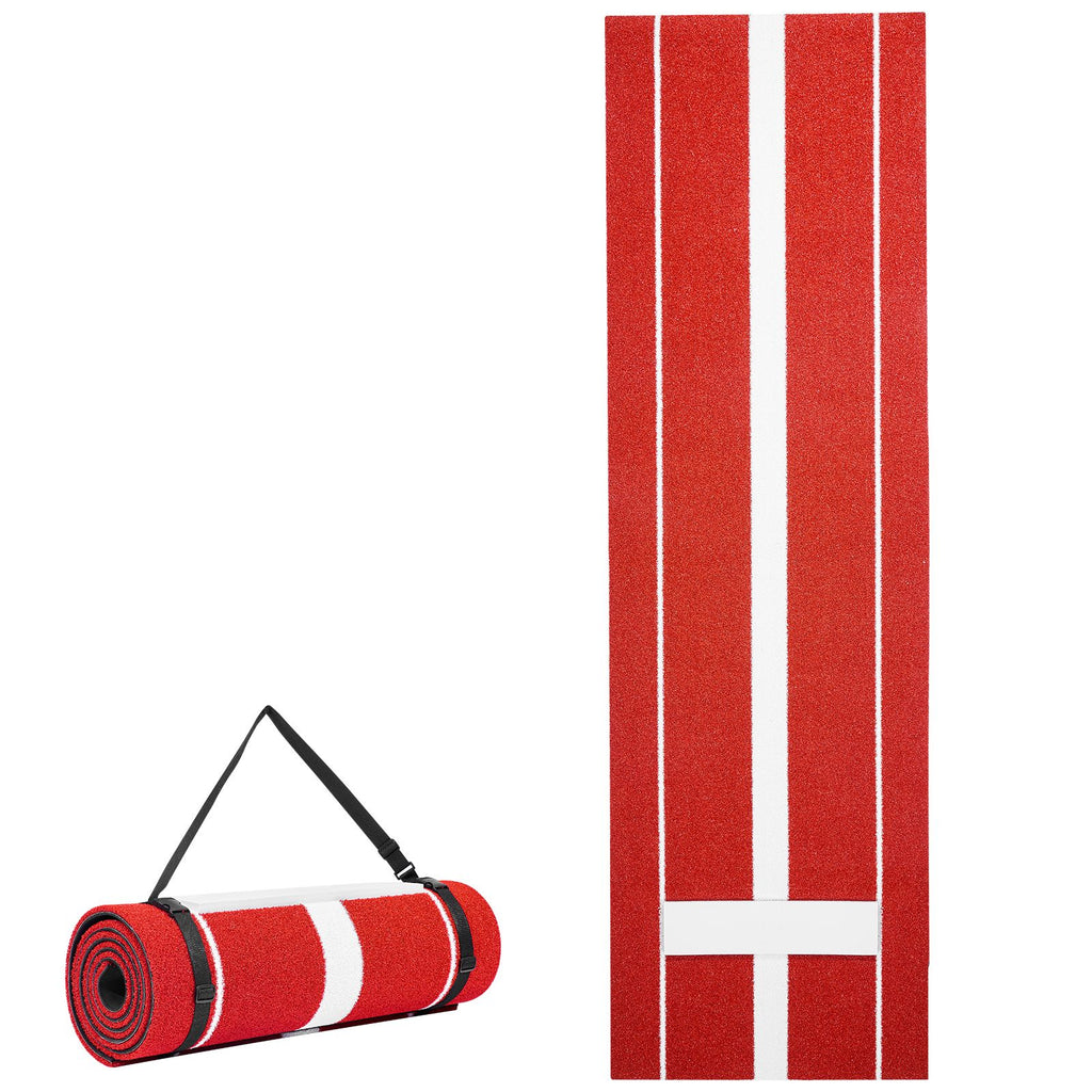Softball Pitching Mat, 10x3 ft Baseball Pitching Rubber Mound, Antifade Turf and Antislip Foam Backing Portable Training Aid, Fastpitch Equipment for Pitchers Indoor Outdoor Practice, Red