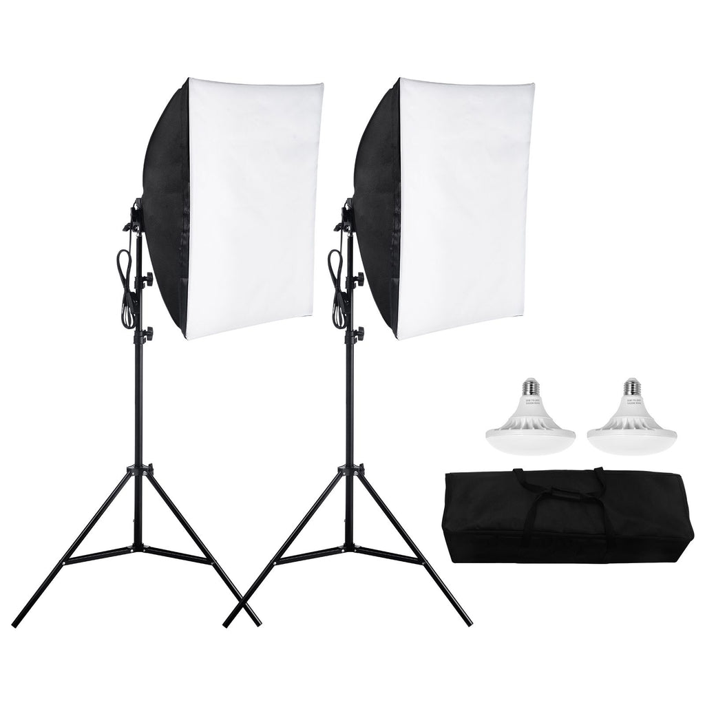 Softbox Lighting Kit, 24" x 24", Professional Softbox with 30W 5500K LED Bulbs, Close to Natural Daylight, Adjustable Tripod Stand, Studio Lights for Photography, Vedio Recording, Live Streaming