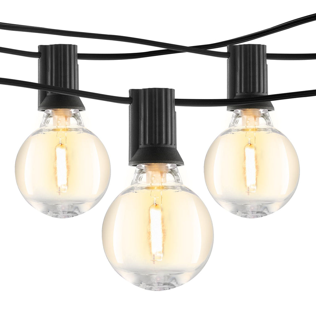 Solar Outdoor String Lights, 100FT, 2700K Dimmable Patio Lights with Remote Control, 50 Solar Powered LED G40 Bulbs, Waterproof Hanging Lights for Outside Porch Backyard Garden Bistro Decor