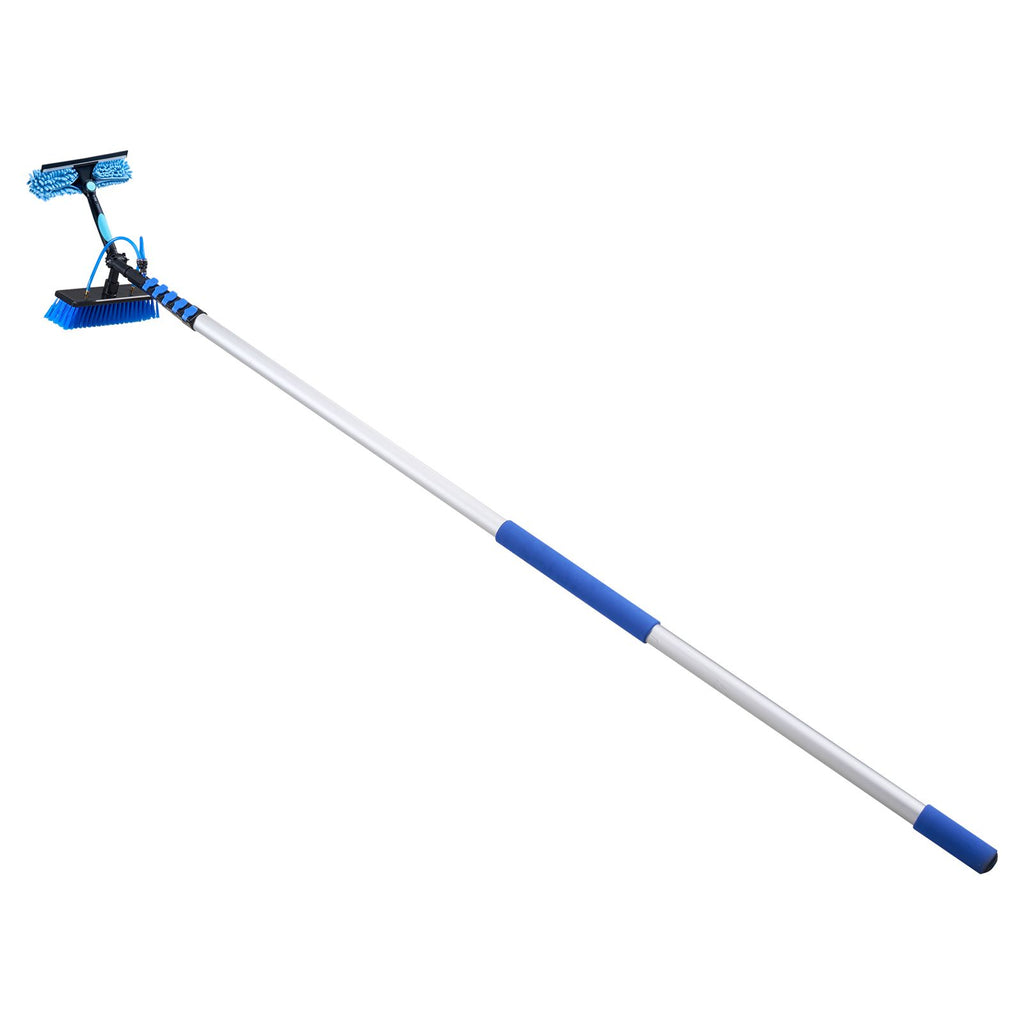 Solar Panel Cleaning Kit, 39 ft, Water Fed Pole Kit with Cleaning Brush, Soap Dispenser, Extendable Aluminum Telescopic Pole, 180° Rotatable Brush Head, for Roof Mounted Solar Panels, Windows